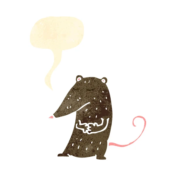 Retro karikatür fare ile konuşma balonu — Stok Vektör