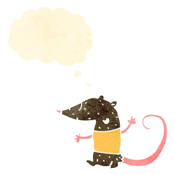 Retro Cartoon Maus mit Gedankenblase — Stockvektor