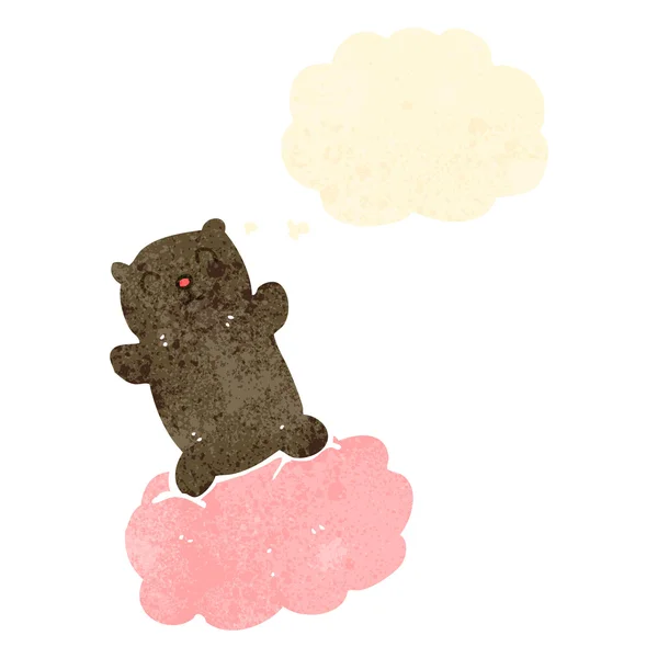 Retro kreslený teddy na mrak — Stockový vektor