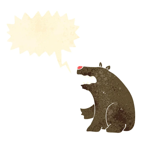 Retro tecknade Björn med pratbubblan — Stock vektor