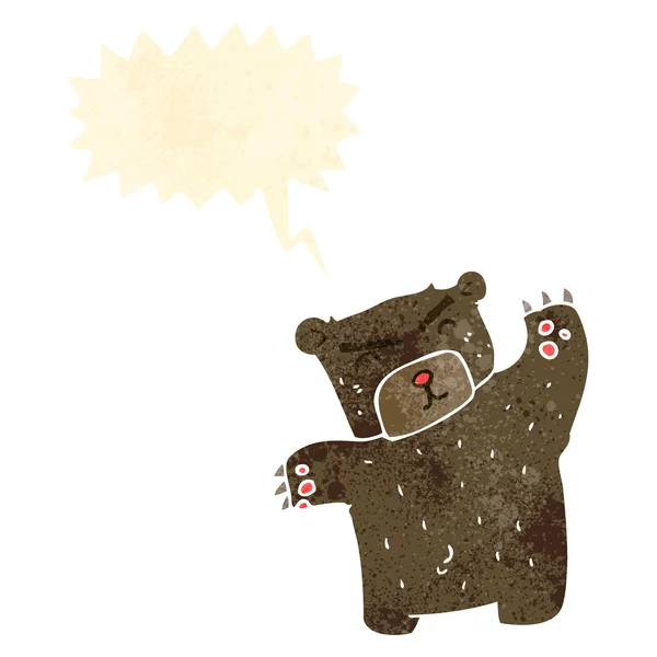 Urso de desenho animado retro com bolha de fala — Vetor de Stock
