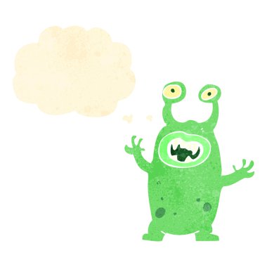 Retro karikatür yabancı düşünce balonu ile