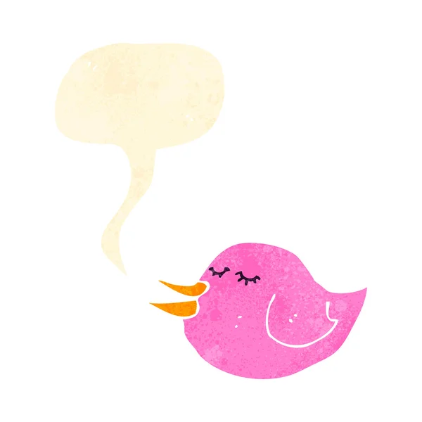 Retro desenho animado tweeting pássaro — Vetor de Stock
