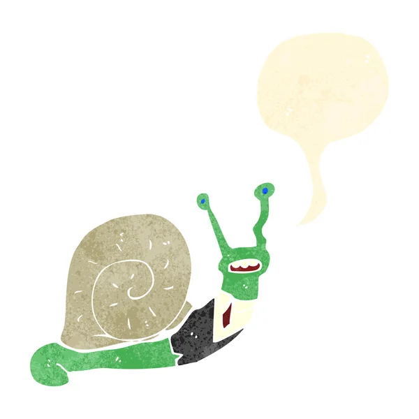 复古卡通蜗牛与语音泡沫 — 图库矢量图片