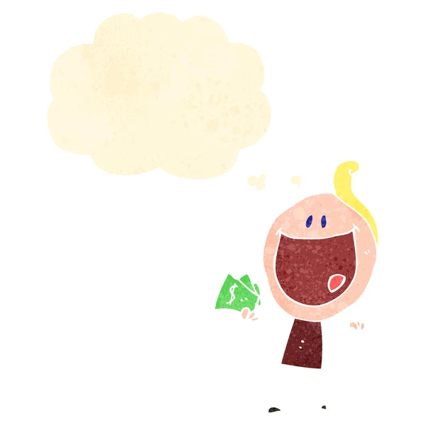 Retro cartoon man met contant geld — Stockvector