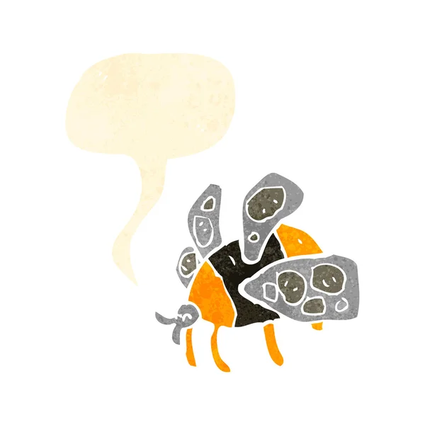 Ретро-мультяшная пчела с пузырьком речи — стоковый вектор
