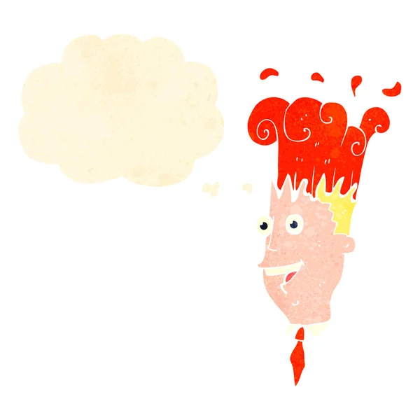 Retro cartoon homem com explodindo cabeça — Vetor de Stock