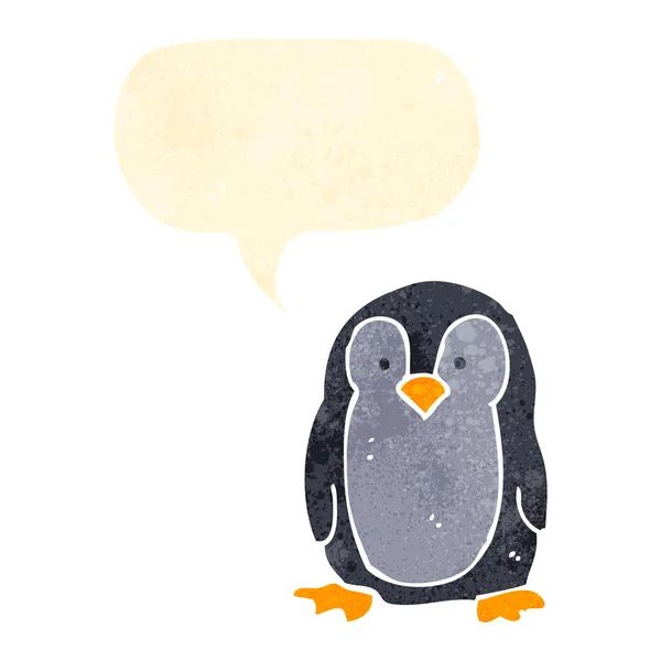 Pingüino retro de dibujos animados — Vector de stock