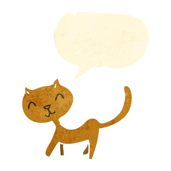 Retro dibujos animados gato feliz con burbuja de habla — Archivo Imágenes Vectoriales