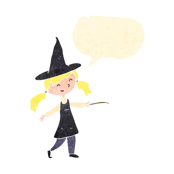 Petite sorcière de dessin animé rétro — Image vectorielle
