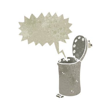 Retro karikatür konuşan çöp kutusu