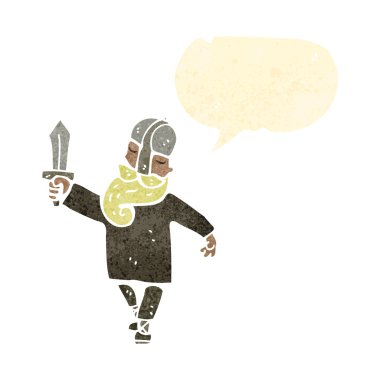 Retro karikatür viking savaşçısı