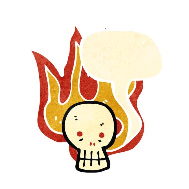 Retro karikatür ürkütücü kafatası ile konuşma balonu