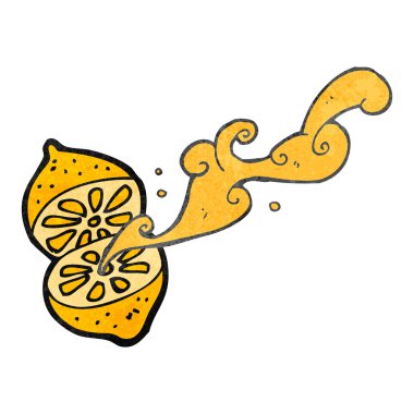 Retro karikatür fışkırtan limon