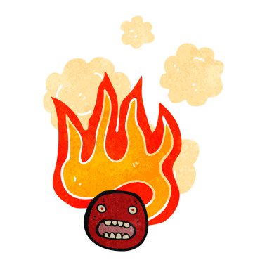 Retro karikatür yanan surat yüz