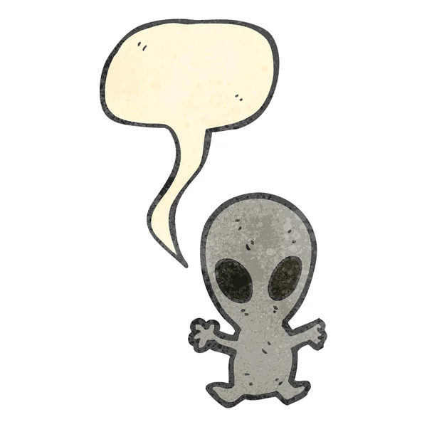 Retro dessin animé petit extraterrestre — Image vectorielle