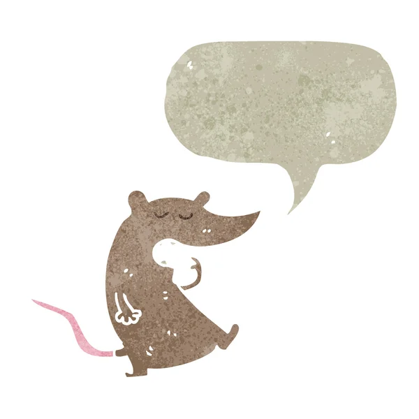 Rat dessin animé rétro avec bulle de parole — Image vectorielle