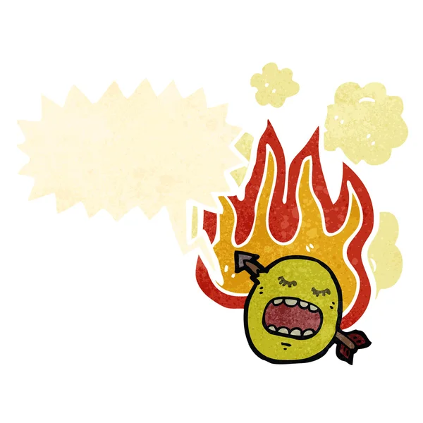 Retro karikatür yanan yüz simgesi — Stok Vektör