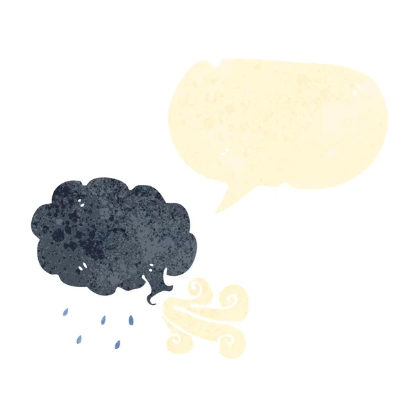 Nube de lluvia de dibujos animados retro — Vector de stock