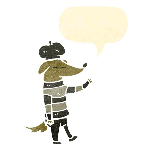 Ретро-мультяшная французская собака курит сигарету — стоковый вектор