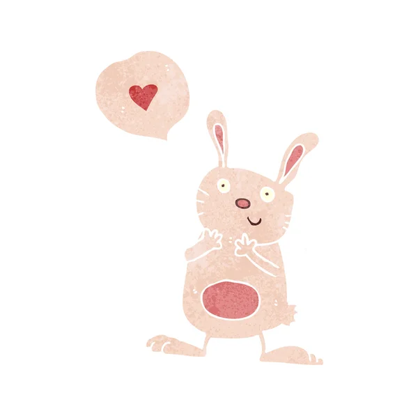 Lapin de dessin animé rétro amoureux — Image vectorielle