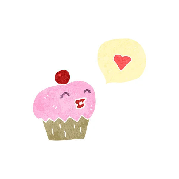 Cupcake dessin animé rétro — Image vectorielle