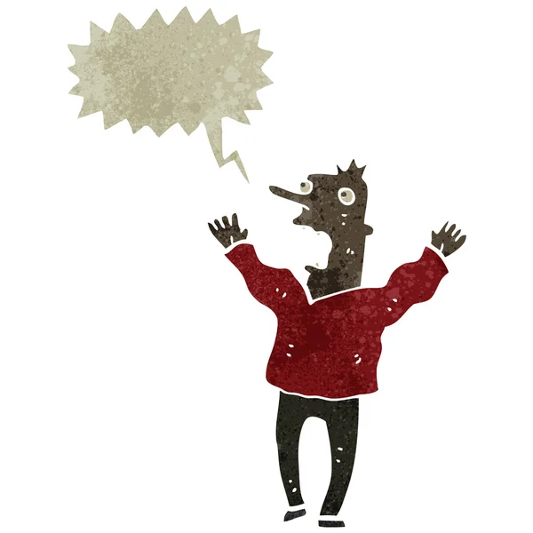 Rétro dessin animé hurlant homme — Image vectorielle