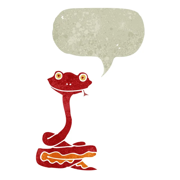 Serpent de dessin animé rétro avec bulle de parole — Image vectorielle