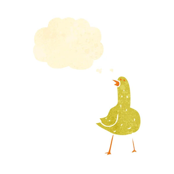 Oiseau de dessin animé rétro avec bulle de pensée — Image vectorielle