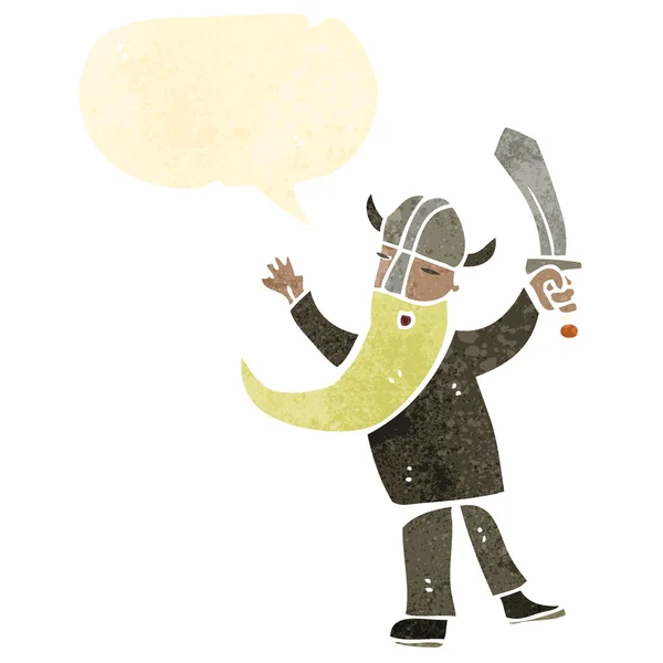 Guerrier viking dessin animé rétro — Image vectorielle