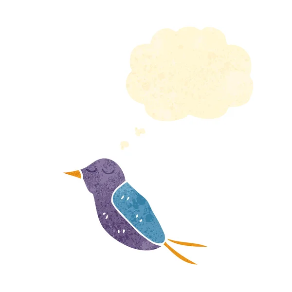 Hummingbird desenho animado retro com bolha de pensamento — Vetor de Stock