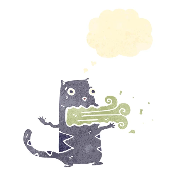 Retro kartun bersendawa kucing - Stok Vektor