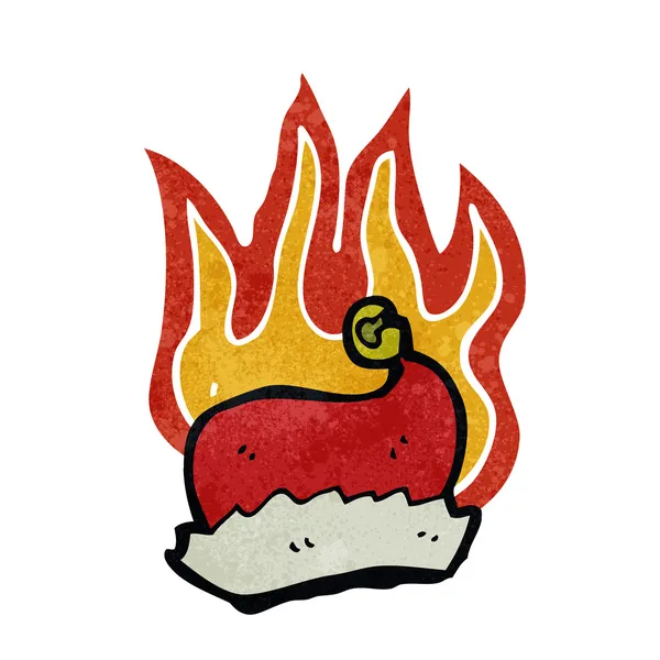 サンタ帽子漫画を燃焼 — ストックベクタ