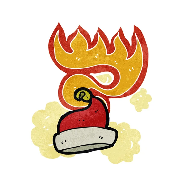 Burning santa hat cartoon — Stock Vector