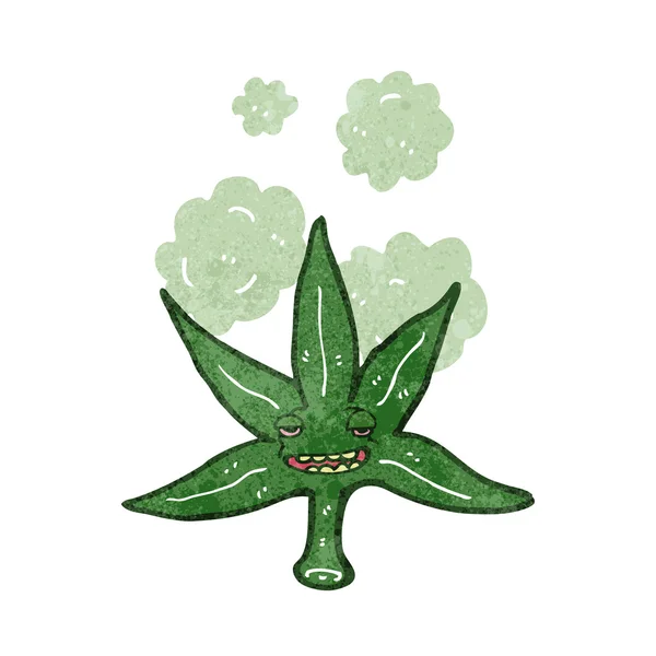 Retro kreslený marihuana list — Stockový vektor