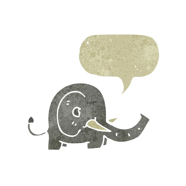 Elefante de dibujos animados retro con burbuja del habla — Vector de stock