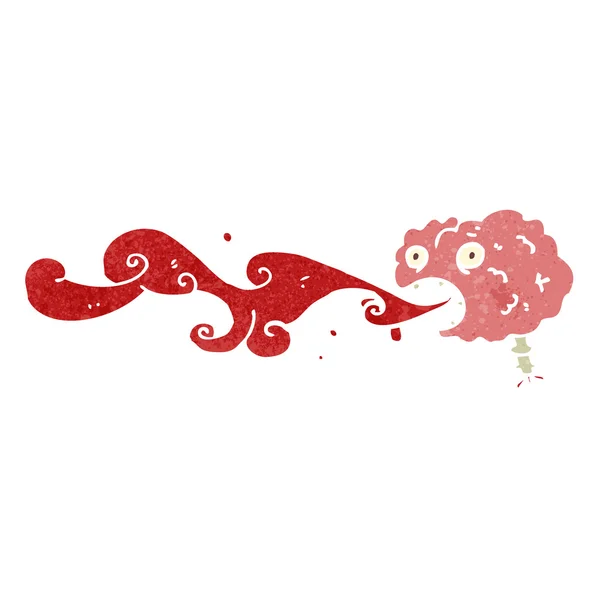 Retro desenho animado cérebro esguichando sangue — Vetor de Stock