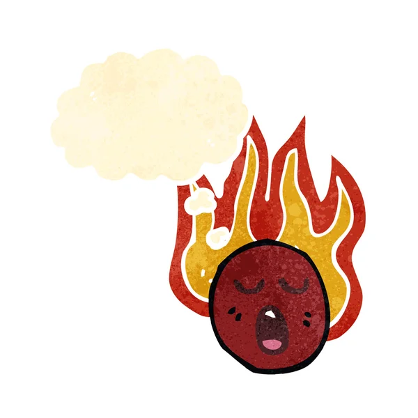 Retro cartone animato fiammeggiante emozione faccia — Vettoriale Stock