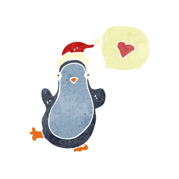 Pinguim retrô dos desenhos animados chirstmas — Vetor de Stock