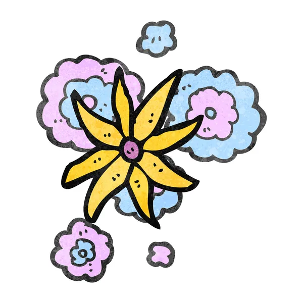 Retro tecknad blomma — Stock vektor