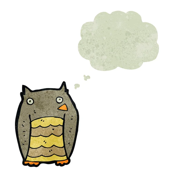 Retro cartoon owl med tankebubbla — Stock vektor