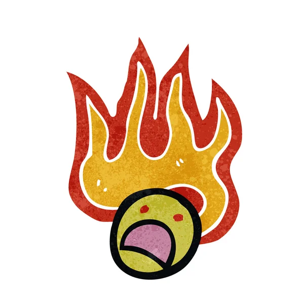 Flamme visage symbole rétro dessin animé — Image vectorielle