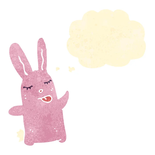 复古卡通可爱粉红色兔子 — 图库矢量图片