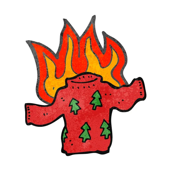 Retro cartoon burning christmas jumper — Stock Vector