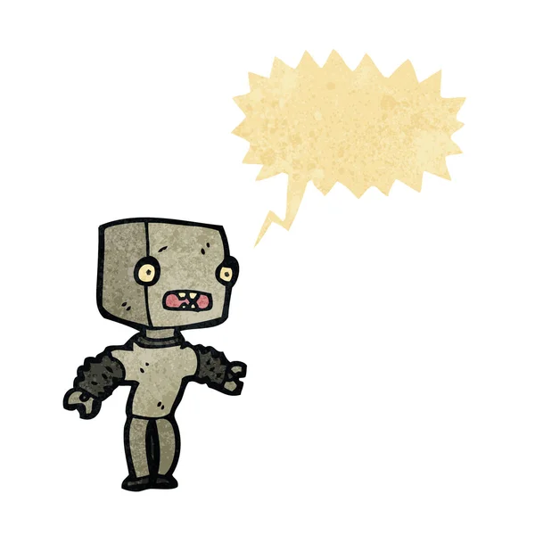 Ρετρό γελοιογραφία μικρό ρομπότ με το συννεφάκι λόγου — Διανυσματικό Αρχείο