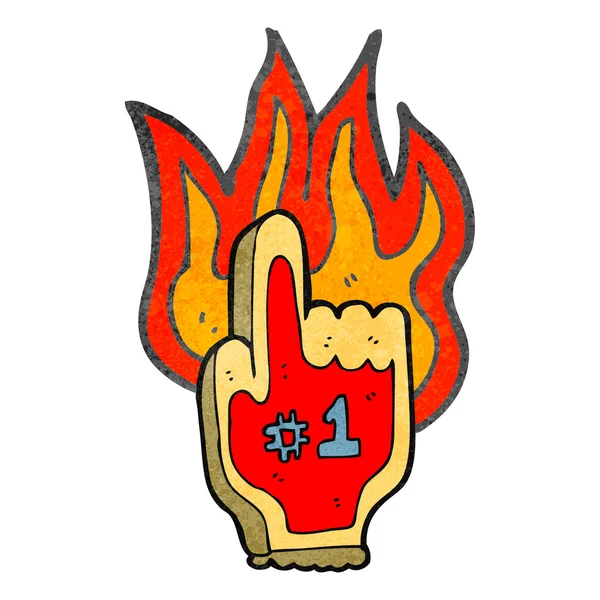 Desenhos animados retro flaming espuma esportes mão — Vetor de Stock