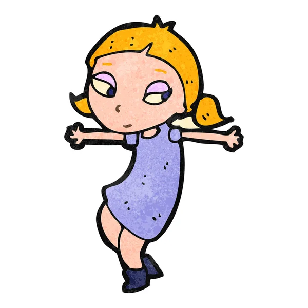 Ретро мультфільм дівчина танцює — стоковий вектор