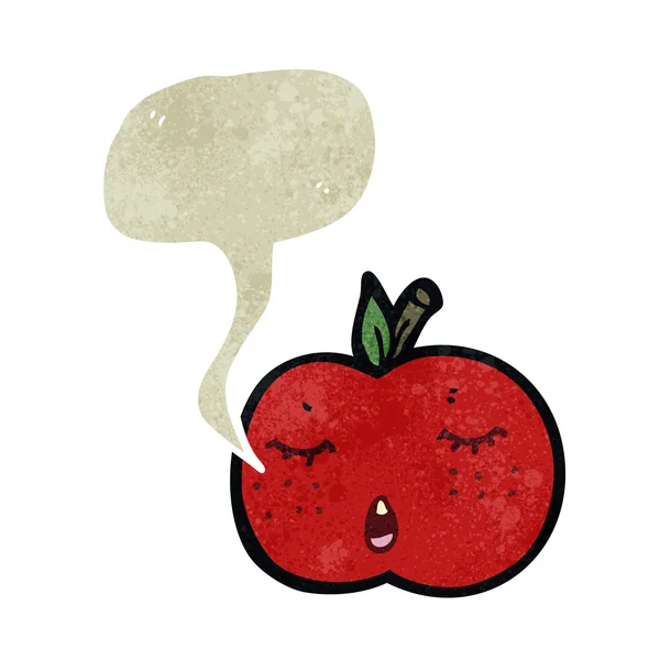 Retro dibujos animados hablando manzana — Vector de stock