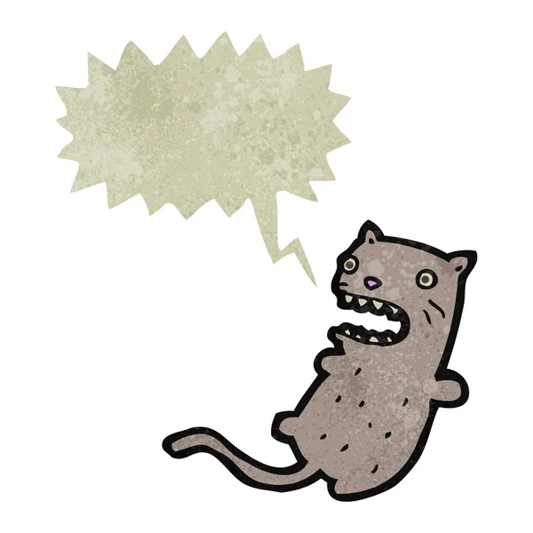 Kucing retro kartun dengan gelembung bicara - Stok Vektor