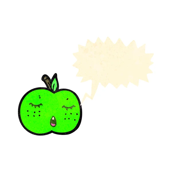 Retro cartoon apple with speech bubble — Stock Vector